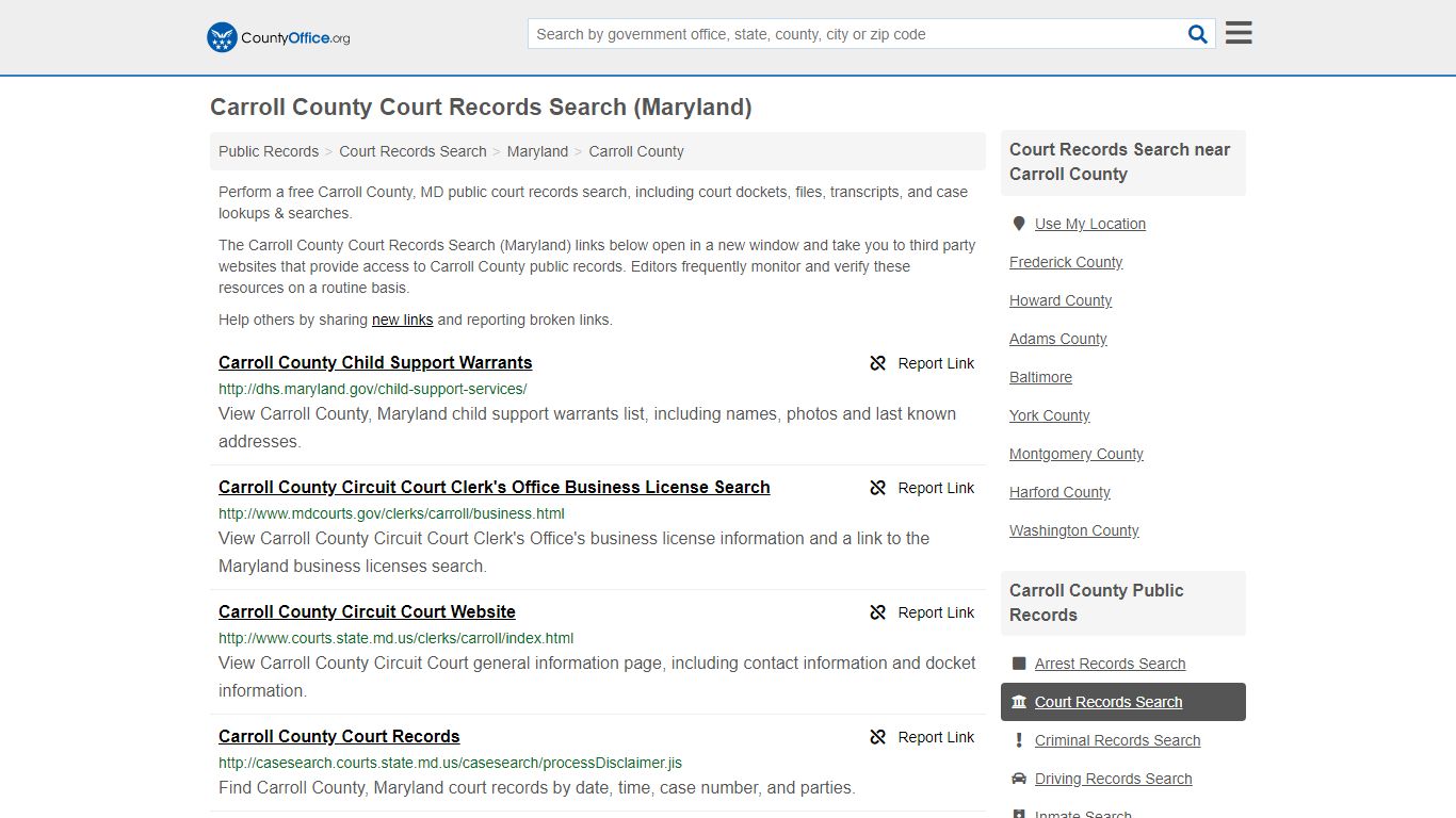 Court Records Search - Carroll County, MD (Adoptions ...